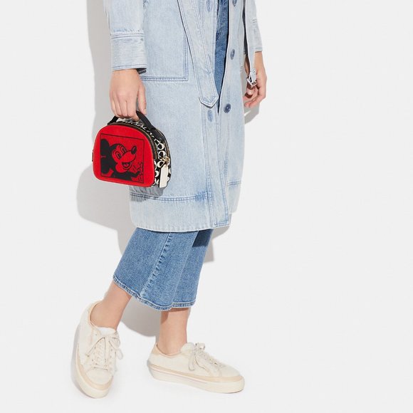 ❤️🐭 Disney Mickey Mouse X Keith Haring Serena Satchel Gold/Electric Red Multi - Picture 2 of 12